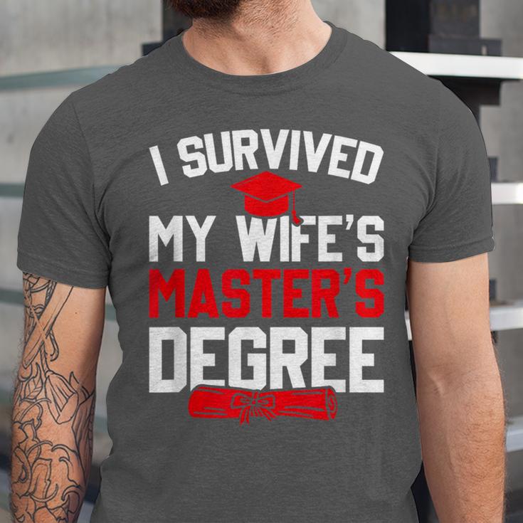 I Survived My Wife's Master's Degree Graduation Unisex Jersey T-Shirt