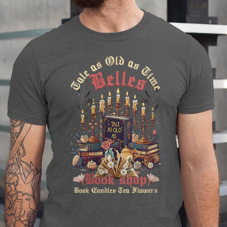 Tale As Old As Time Belles Book Shop Book Candles Tea Flower Unisex Jersey T-Shirt