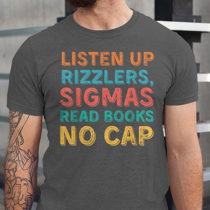 Teacher English Read Books Listen Up Rizzlers Unisex Jersey T-Shirt