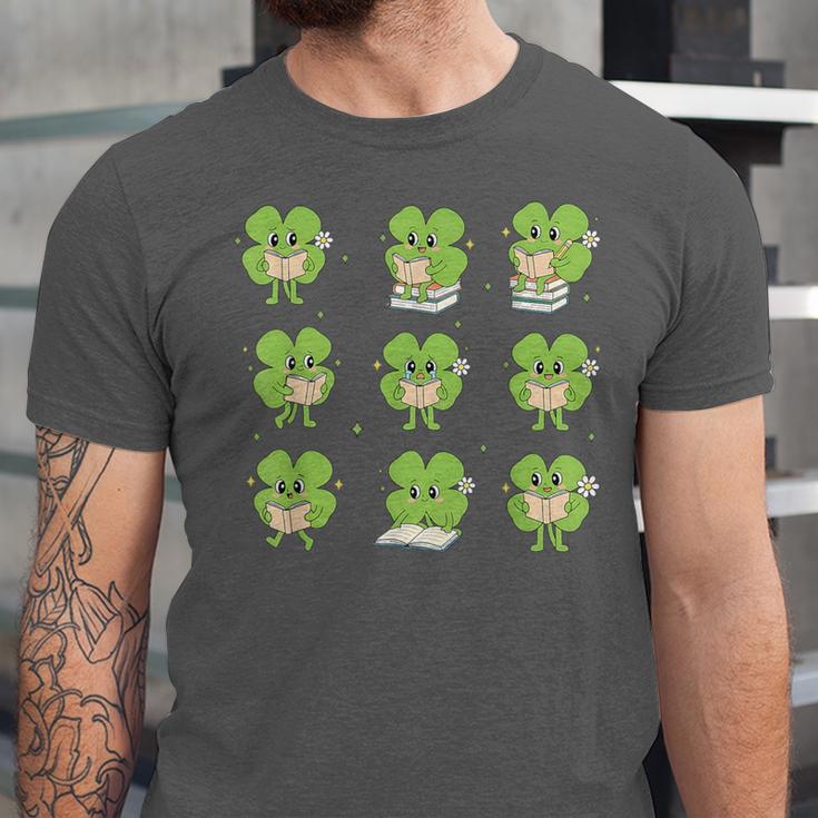 Teacher Reading Shamrock St Patrick’s Day Book Lover Kids Unisex Jersey T-Shirt