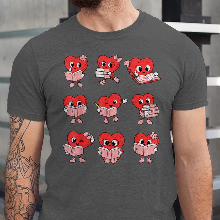 Teacher Valentines Day Reading Book Lover Bookworm Library Unisex Jersey T-Shirt