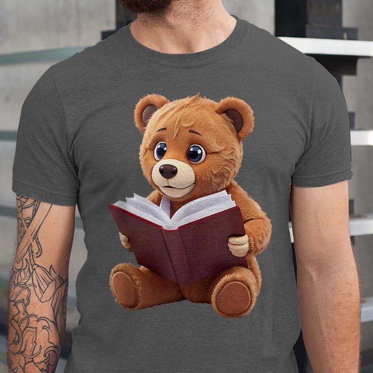 Teddy Bear Reading a Book Unisex Jersey T-Shirt