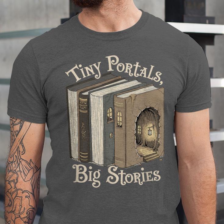 Tiny Portals Big Stories Book Nook Fantasy Gateway Unisex Jersey T-Shirt