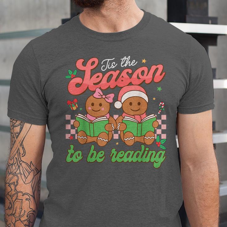 Tis The Season Book Reading Gingerbread Teacher Librarian Unisex Jersey T-Shirt Tis The Season Book Reading Gingerbread Teacher Librarian Unisex Jersey T-Shirt