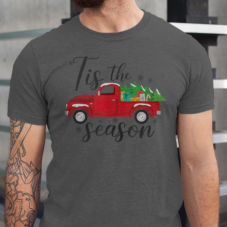Tis The Season Holiday Nostalgia Red Truck Unisex Jersey T-Shirt Tis The Season Holiday Nostalgia Red Truck Unisex Jersey T-Shirt