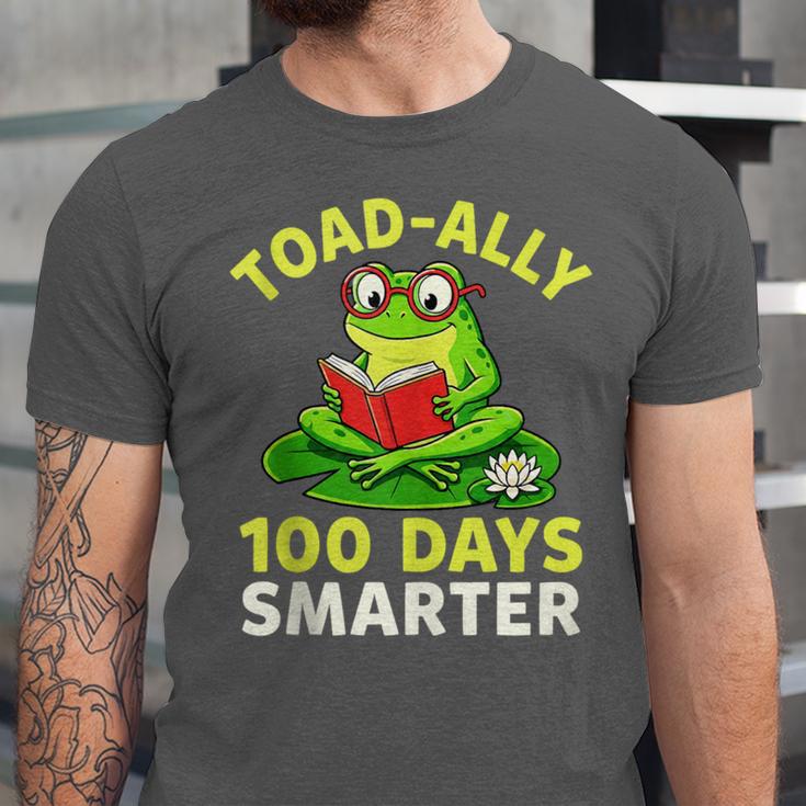 Toad-Ally 100 Days Smarter Frog Reading Book 100 School Day Unisex Jersey T-Shirt