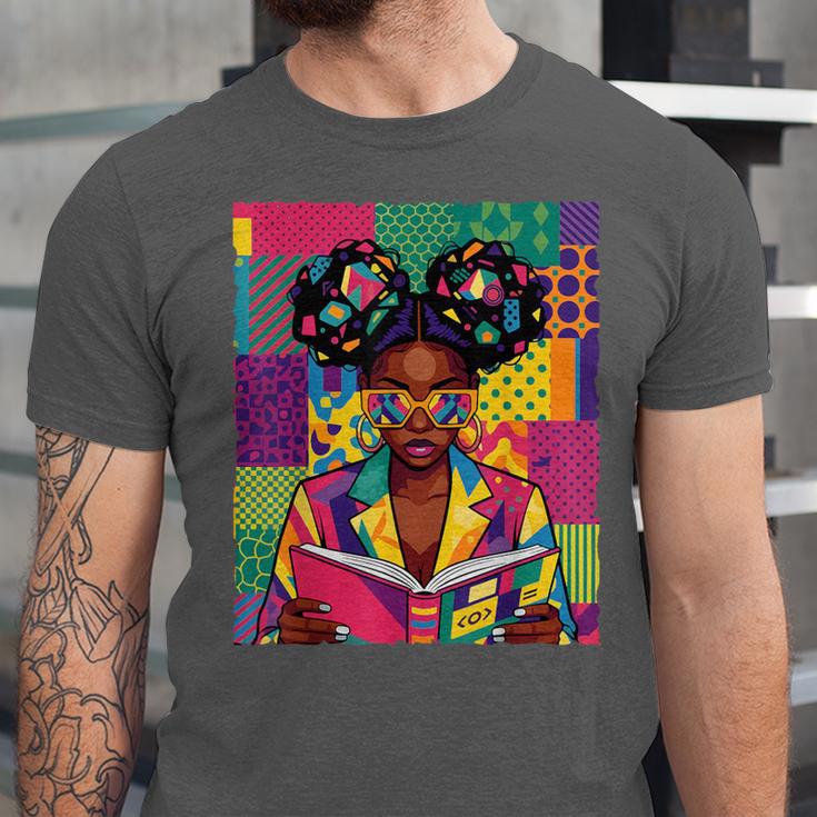 History Month Educated Black Women Girls Reading Book Unisex Jersey T-Shirt
