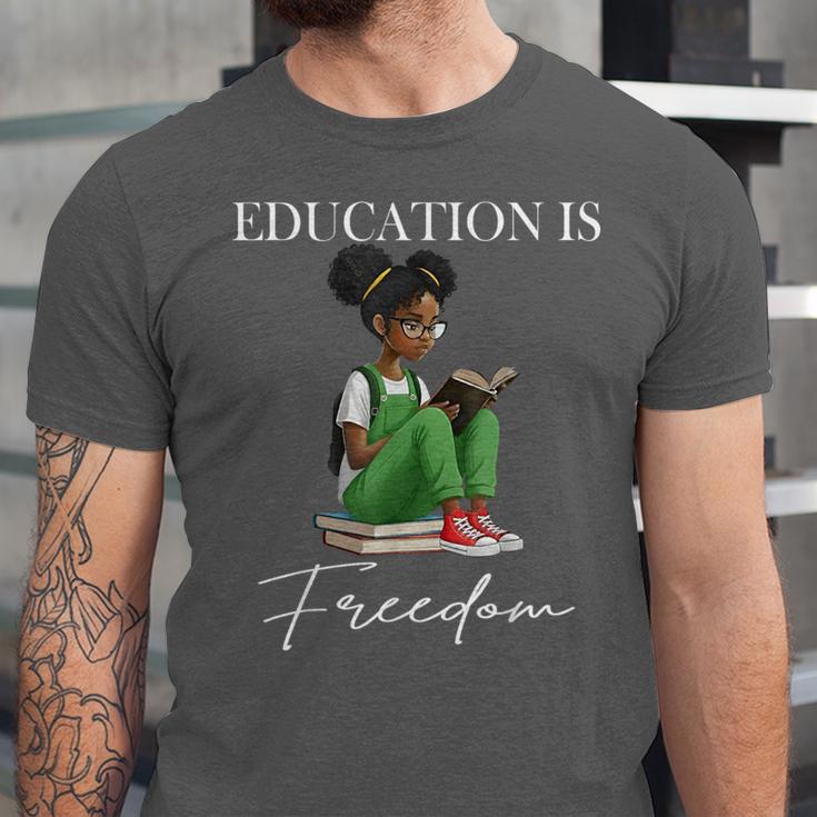 History Month Education Is Freedom Books Black Teacher Unisex Jersey T-Shirt
