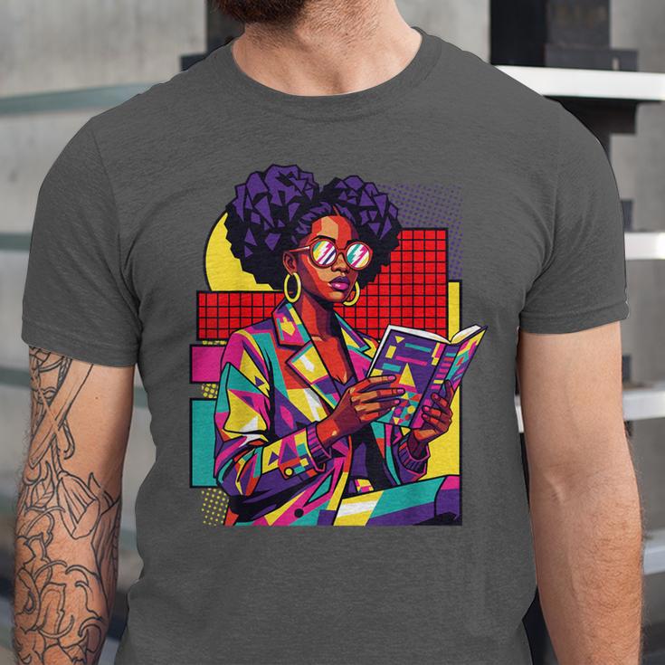 History Woman Reading Book Geometric Girl Educated Unisex Jersey T-Shirt