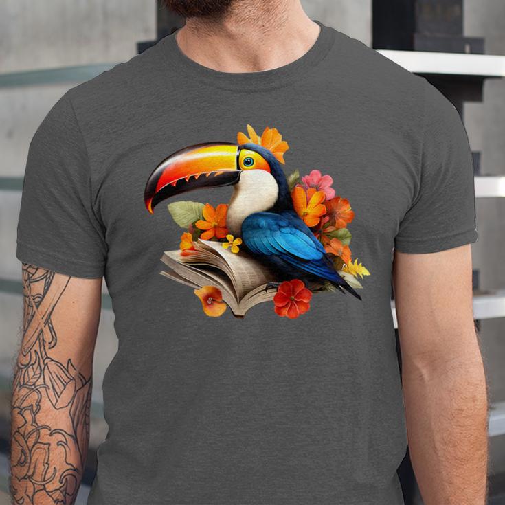 Toucan Reading Book Unisex Jersey T-Shirt Toucan Reading Book Unisex Jersey T-Shirt