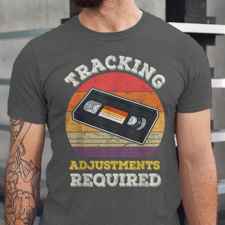 Tracking Adjustments Required Nostalgia VHS Retro Tape Unisex Jersey T-Shirt