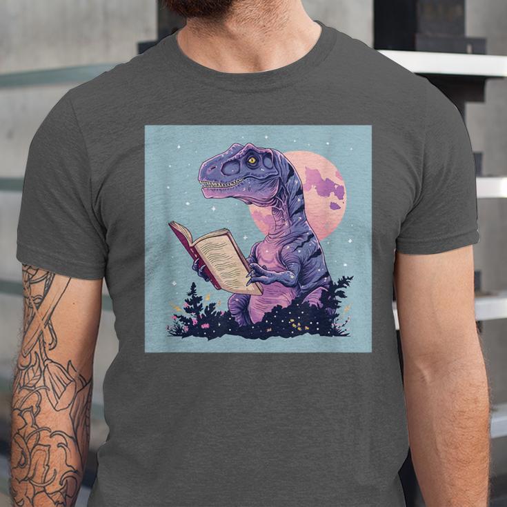 Trex Reading Book Dinosaur Unisex Jersey T-Shirt