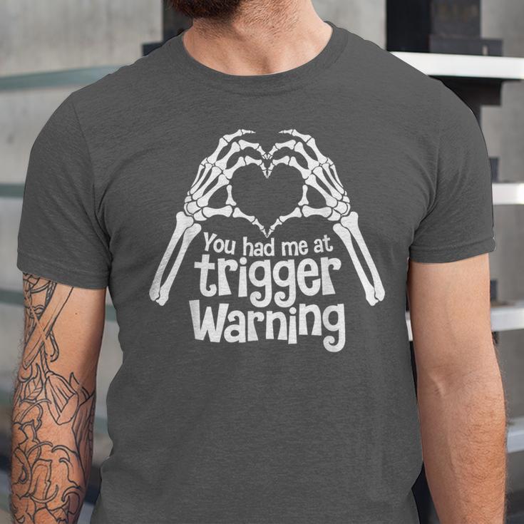 You Had Me At Trigger Warning Skeleton Book Reading Lover Unisex Jersey T-Shirt You Had Me At Trigger Warning Skeleton Book Reading Lover Unisex Jersey T-Shirt