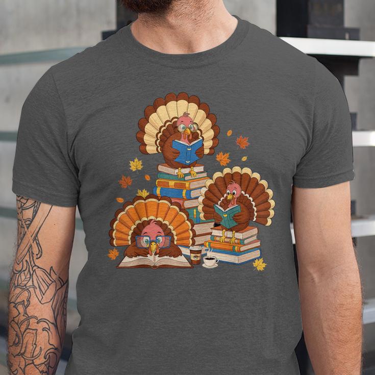 Turkey Read Books Reading Fall Thanksgiving Teacher Unisex Jersey T-Shirt Turkey Read Books Reading Fall Thanksgiving Teacher Unisex Jersey T-Shirt