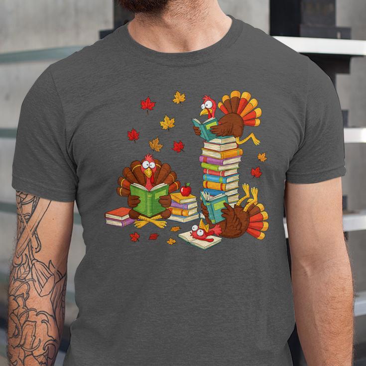 Turkey Reading Books Fall Librarian Book Lover Teacher Kids Unisex Jersey T-Shirt Turkey Reading Books Fall Librarian Book Lover Teacher Kids Unisex Jersey T-Shirt