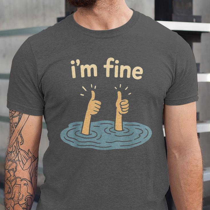 Two Thumbs Up I'm Fine Sarcastic Meme Introvert Humor Unisex Jersey T-Shirt