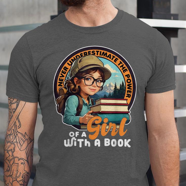 Never Underestimate The Power Of a Girl With a Book Reading Unisex Jersey T-Shirt