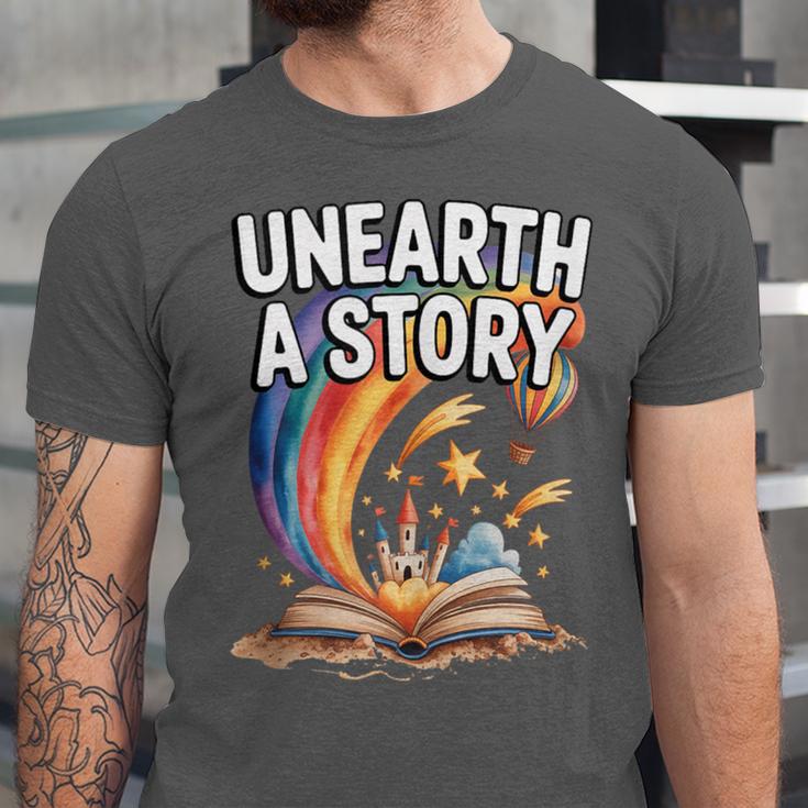 Unearth A Story Rainbow Treasure Book Unisex Jersey T-Shirt