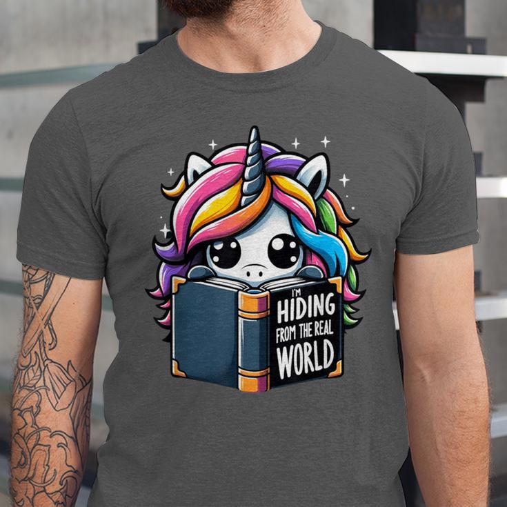 Unicorn Reading Book Reader Introvert Book Lover Humor Unisex Jersey T-Shirt