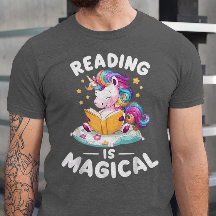 Unicorn Teacher Reading Is Magical Book Unisex Jersey T-Shirt