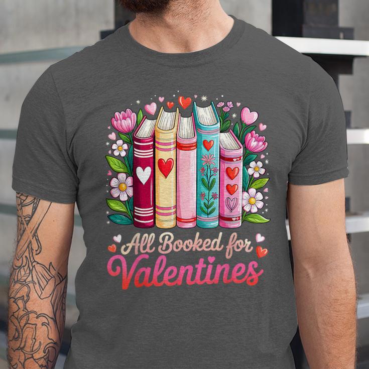 Valentine All Booked For Valentine Book Lovers Teacher Kid Unisex Jersey T-Shirt