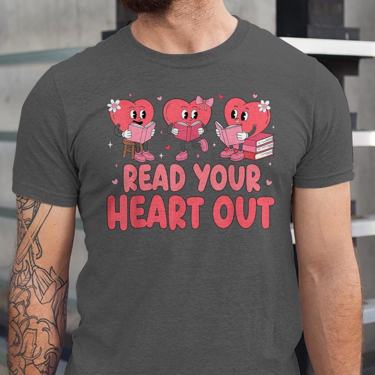 Valentine Day Book Read Your Heart Out Lovers Teacher Kids Unisex Jersey T-Shirt