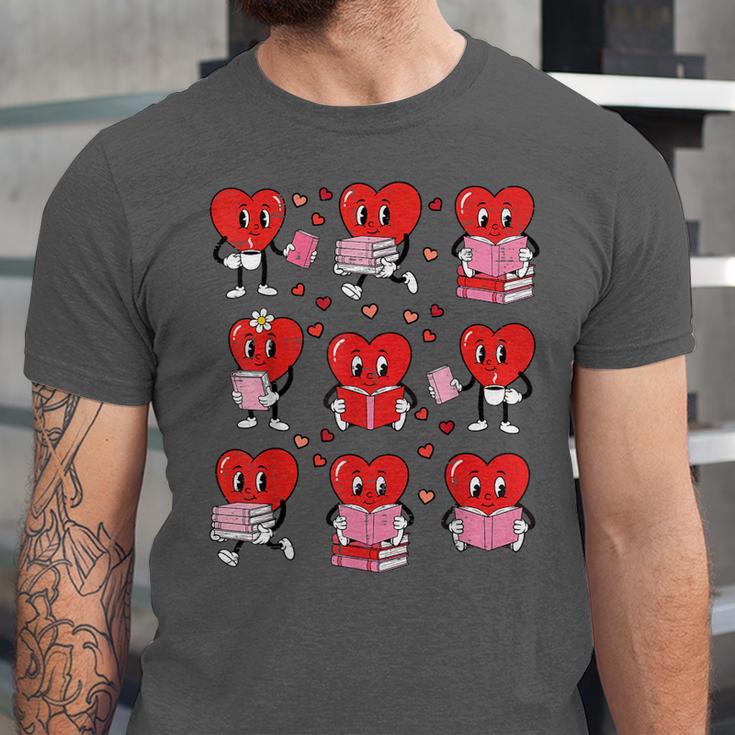 Valentines Day Librarian Heart Reading Book Women Men Kids Unisex Jersey T-Shirt