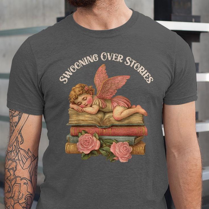 Valentine's Swooning Over Stories Cupid And Book Lover Tee Unisex Jersey T-Shirt Valentine's Swooning Over Stories Cupid And Book Lover Tee Unisex Jersey T-Shirt