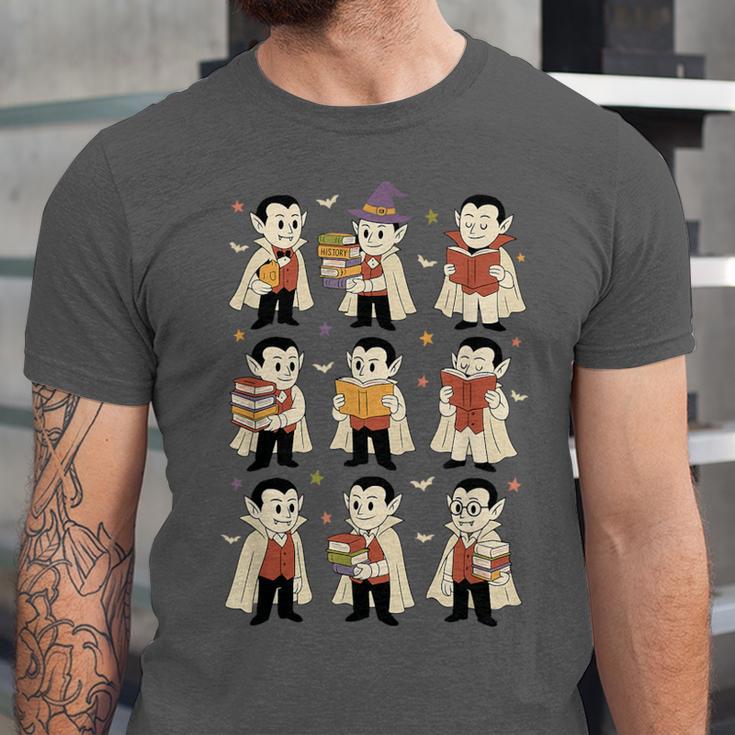 Vampire Reading Books Halloween Cute Teens Kids Unisex Jersey T-Shirt Vampire Reading Books Halloween Cute Teens Kids Unisex Jersey T-Shirt