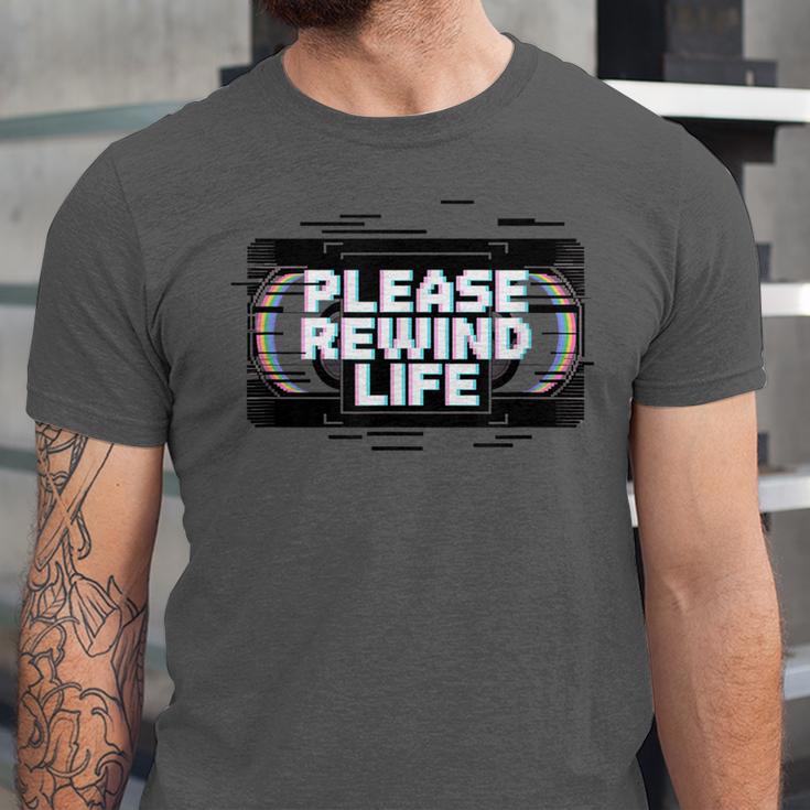 VHS Tape Rewind Glitch 90s Retro Nostalgia Please Rewind Unisex Jersey T-Shirt VHS Tape Rewind Glitch 90s Retro Nostalgia Please Rewind Unisex Jersey T-Shirt