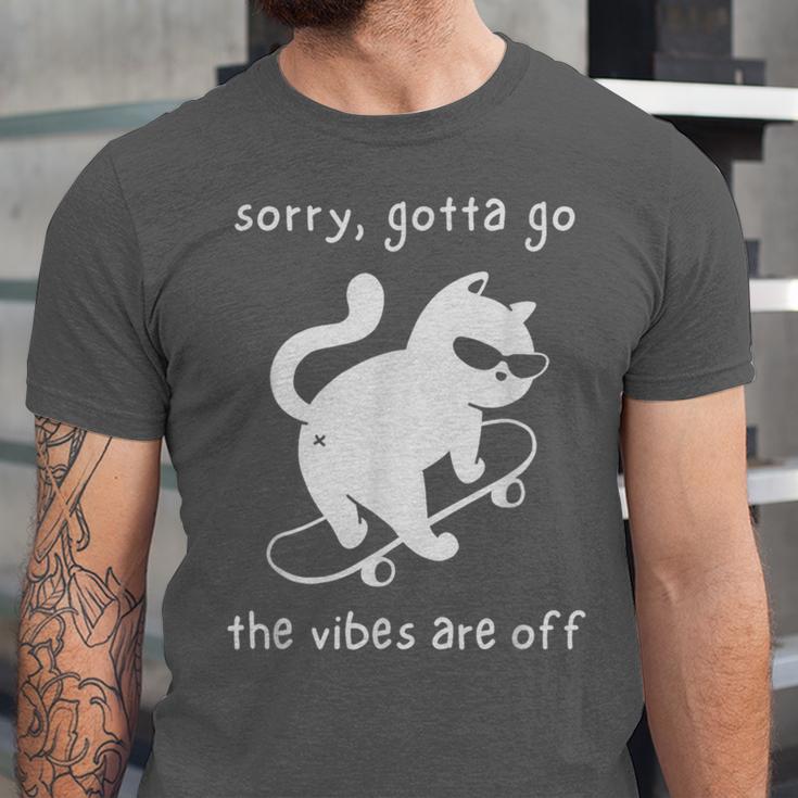 Vibes Are Off Cat Skateboard Introvert Sarcastic Humor Unisex Jersey T-Shirt Vibes Are Off Cat Skateboard Introvert Sarcastic Humor Unisex Jersey T-Shirt