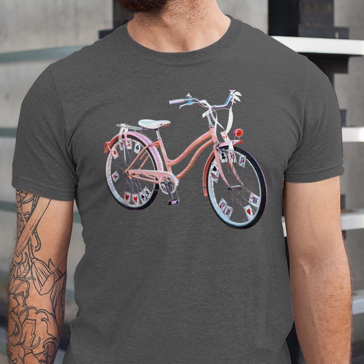 Vintage Bicycle With Playing Cards Nostalgia Unisex Jersey T-Shirt Vintage Bicycle With Playing Cards Nostalgia Unisex Jersey T-Shirt