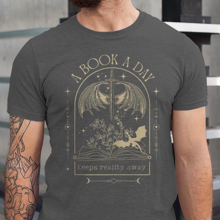 Vintage A Book a Day Keeps Reality Away Spicy Book Readers Unisex Jersey T-Shirt