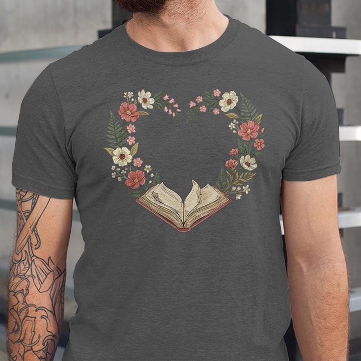 Vintage Book Lover Valentine Heart Unisex Jersey T-Shirt