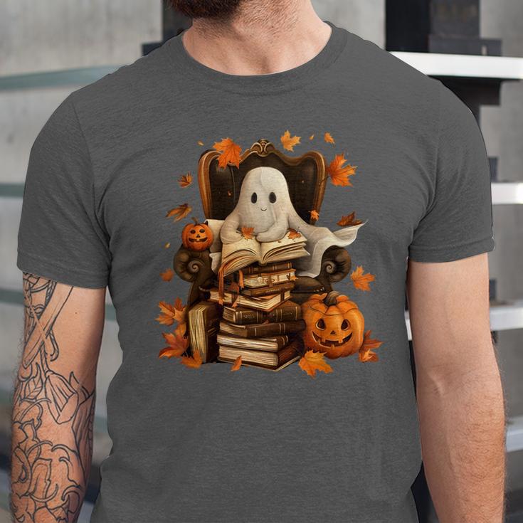 Vintage Ghost Book Reading Pumpkin Gothic Halloween Teachers Unisex Jersey T-Shirt Vintage Ghost Book Reading Pumpkin Gothic Halloween Teachers Unisex Jersey T-Shirt