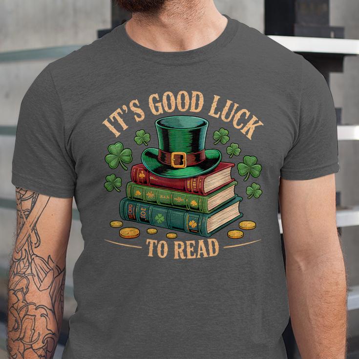 Vintage It's Good Luck To Read St Patrick's Day Book Lucky Unisex Jersey T-Shirt Vintage It's Good Luck To Read St Patrick's Day Book Lucky Unisex Jersey T-Shirt