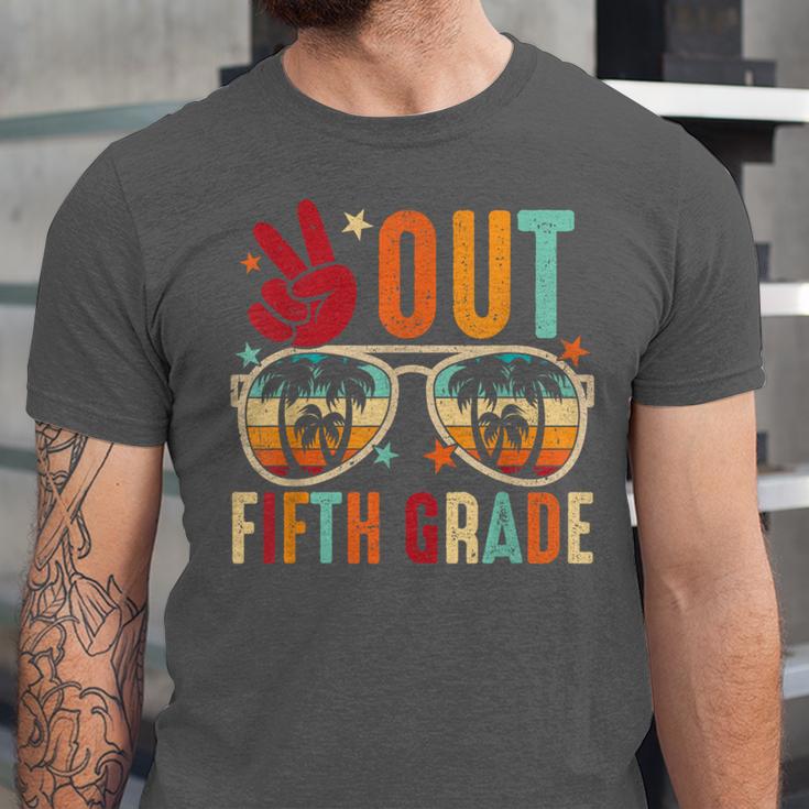 Vintage Peace Out 5th Grade Graduation Last Day Of School Unisex Jersey T-Shirt