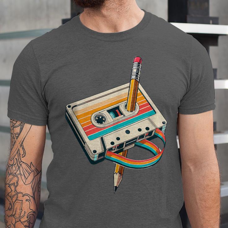 Vintage Pencil Rewind Cassette Tape Nostalgia Party 80s 90s Unisex Jersey T-Shirt