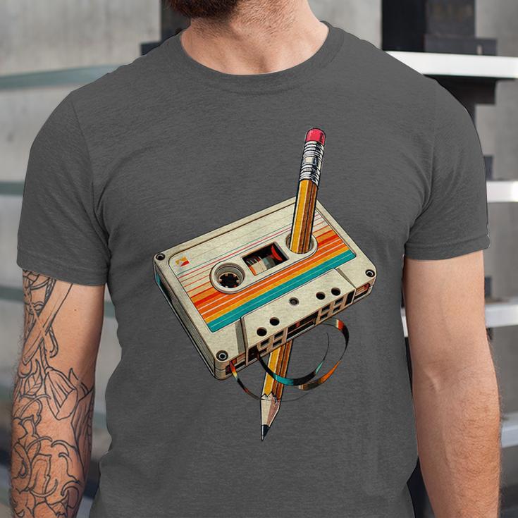 Vintage Pencil Rewind Cassette Tape Nostalgia Party 80s 90s Unisex Jersey T-Shirt