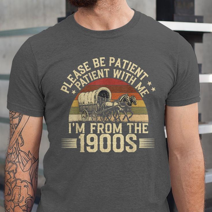 Vintage Please Be Patient With Me I'm From The 1900s Wagon Unisex Jersey T-Shirt