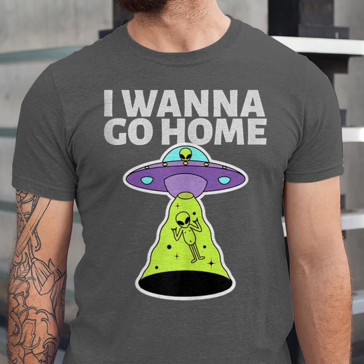 I Wanna Go Home Introvert UFO UAP Flying Saucer Trippy Alien Unisex Jersey T-Shirt