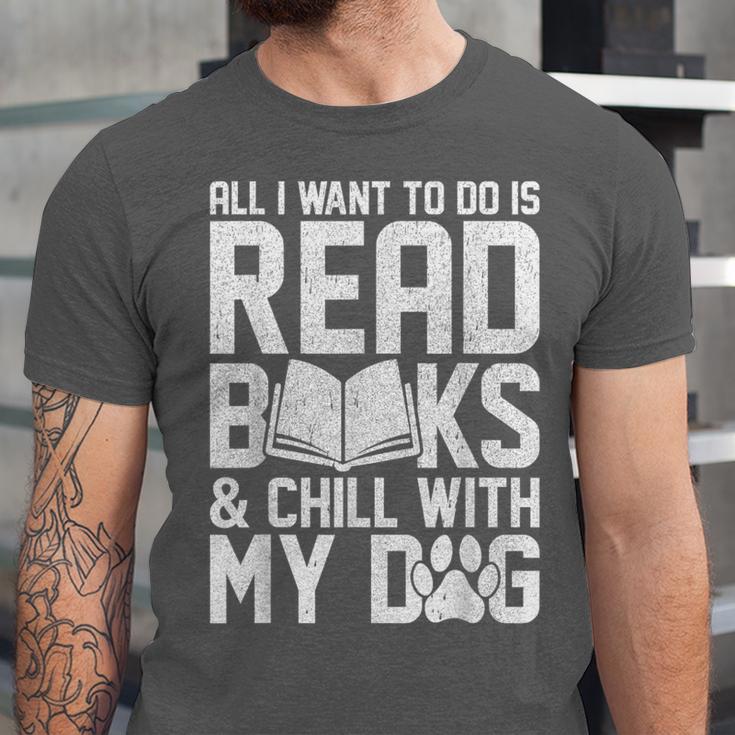 All I Want To Do Is Read Books Reading Dog Lovers Unisex Jersey T-Shirt