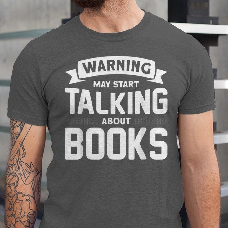 Warning I May Start Talking About Books Unisex Jersey T-Shirt