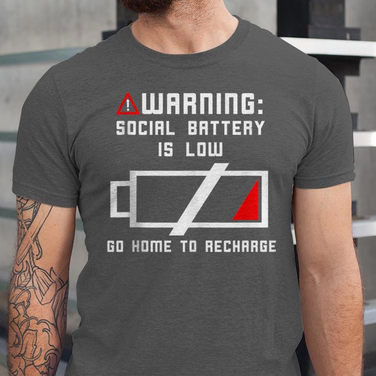 Warning Social Battery Is Low Introvert Shirt Unisex Jersey T-Shirt Warning Social Battery Is Low Introvert Shirt Unisex Jersey T-Shirt