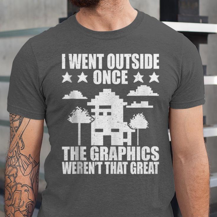 I Went Outside Once Introverts Joke Social Loner Unisex Jersey T-Shirt I Went Outside Once Introverts Joke Social Loner Unisex Jersey T-Shirt
