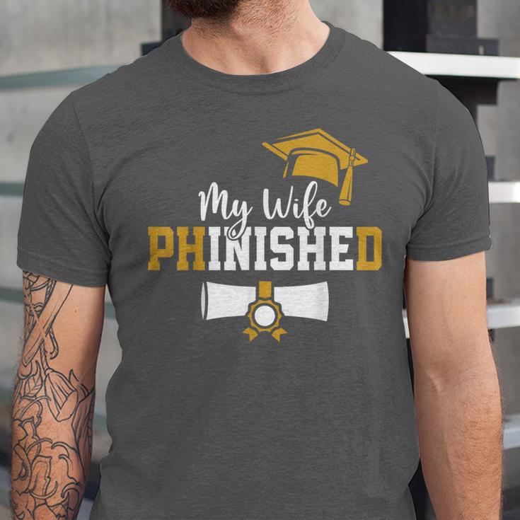 My Wife Phinished PhD Graduation Family Matching Unisex Jersey T-Shirt