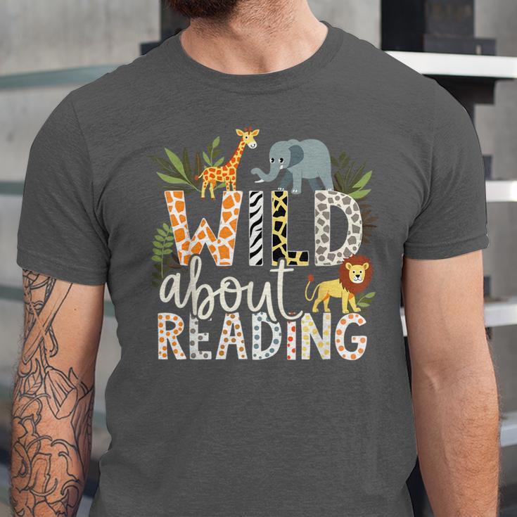 Wild About Reading Animals And Book Lovers Unisex Jersey T-Shirt