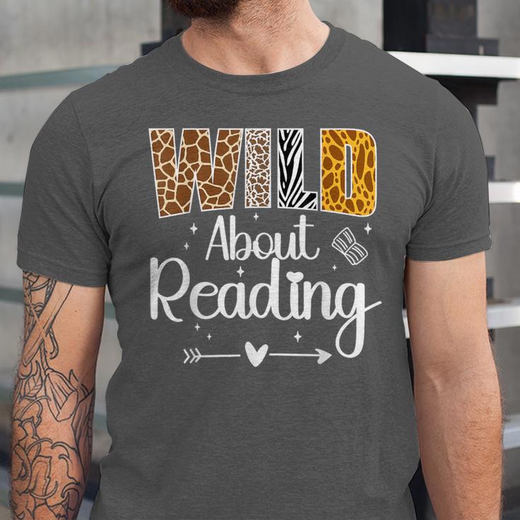 Wild About Reading Book Lover Bookworm Library Day Unisex Jersey T-Shirt