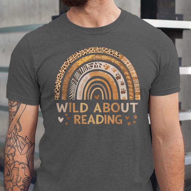 Wild About Reading Books Reader Lover Bookworm Librarian Unisex Jersey T-Shirt