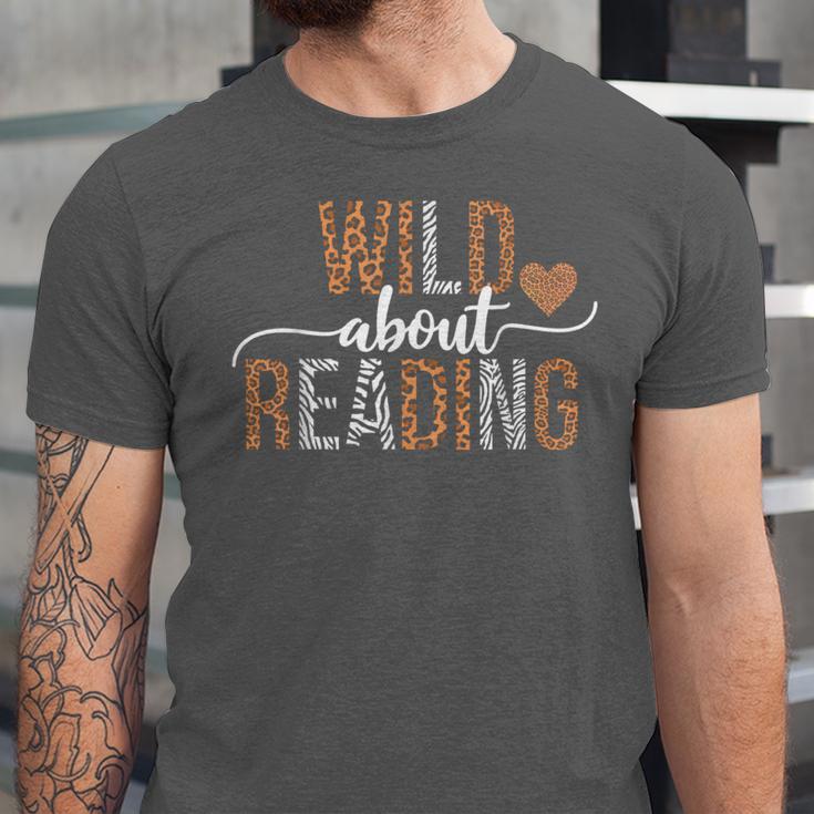 Wild About Reading Books Reader Lover Librarian Bookworm Unisex Jersey T-Shirt